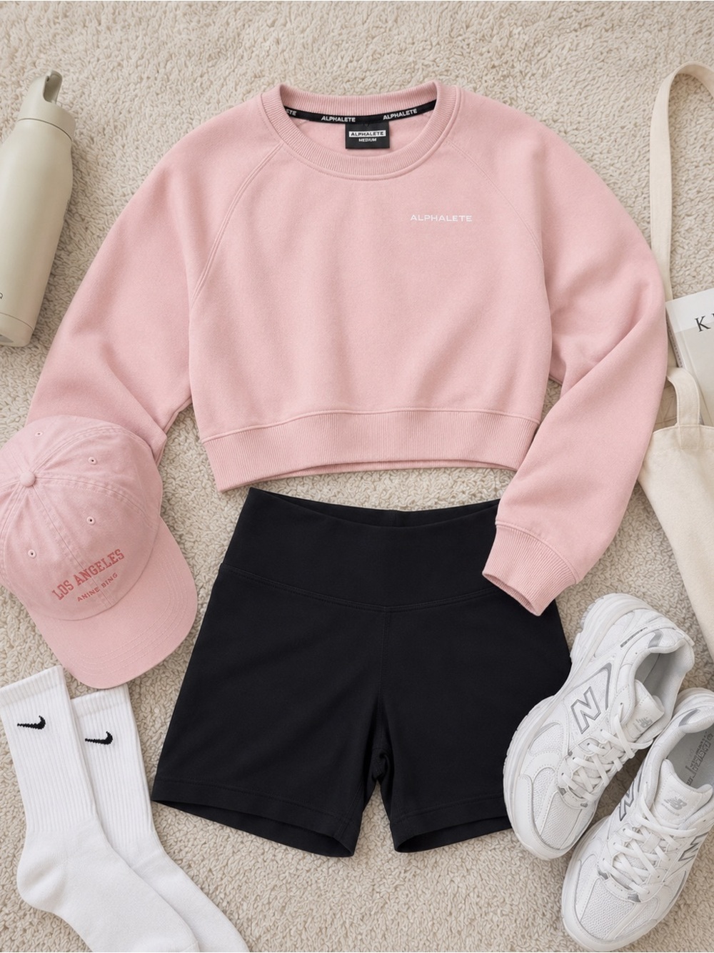 Alphalete Vintage Rose Pink Classic Crew Cropped Crewneck Sweatshirt